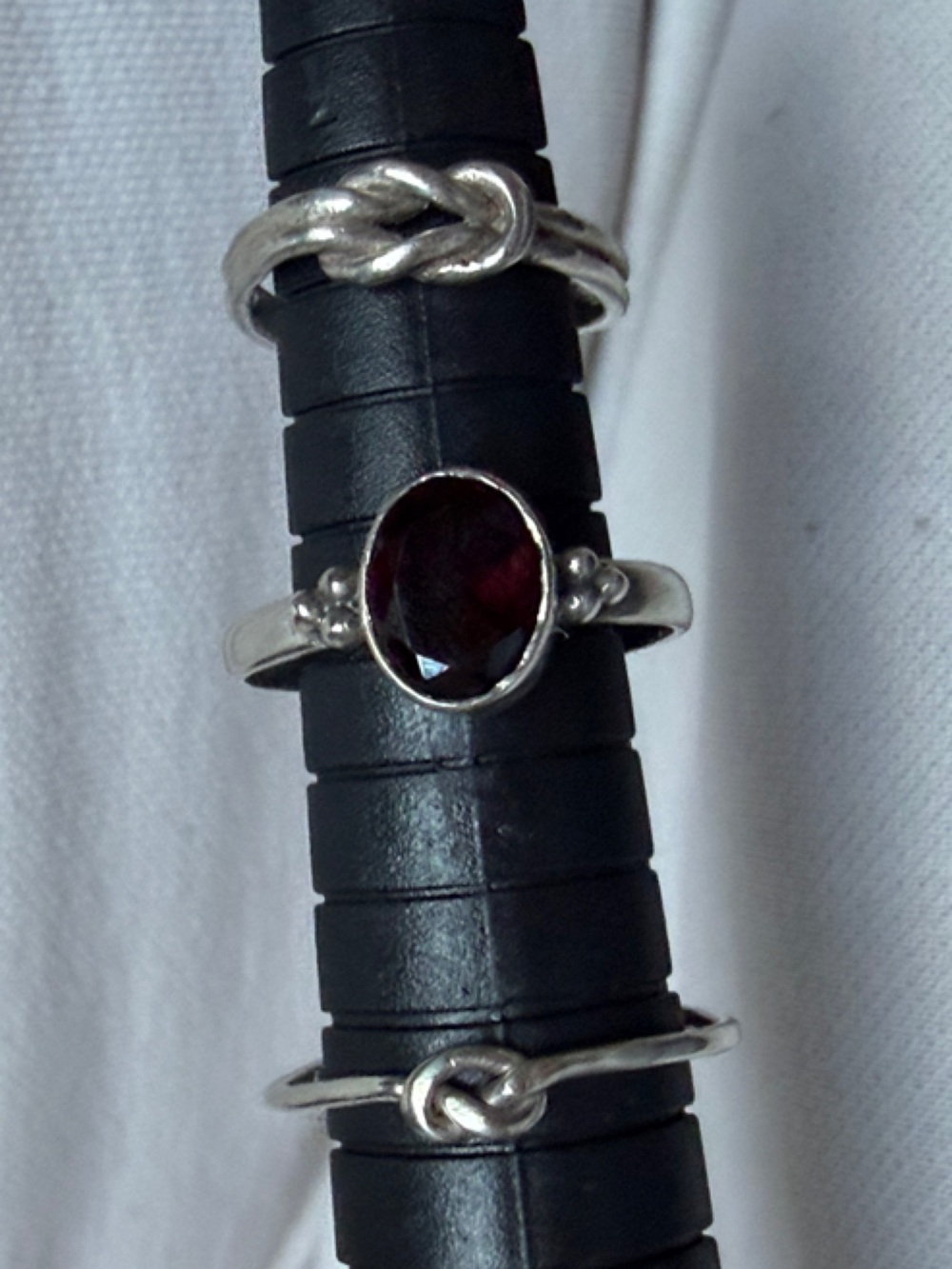 3 Sterling Silver Toe Rings Garnet Knot Open Ring